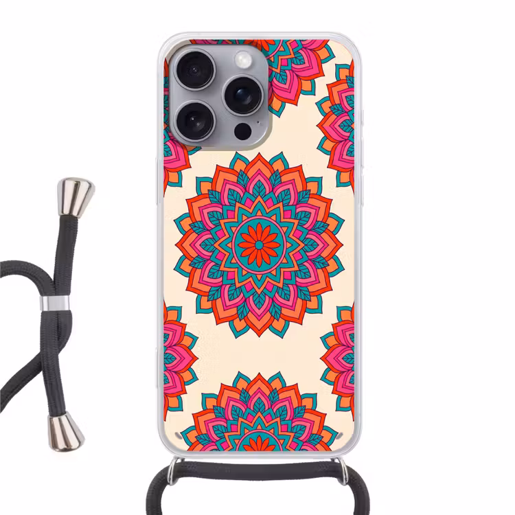Telefoonhoesje met koord - Mandala - Patroon - Abstract - Kleurrijk - Modern — 1