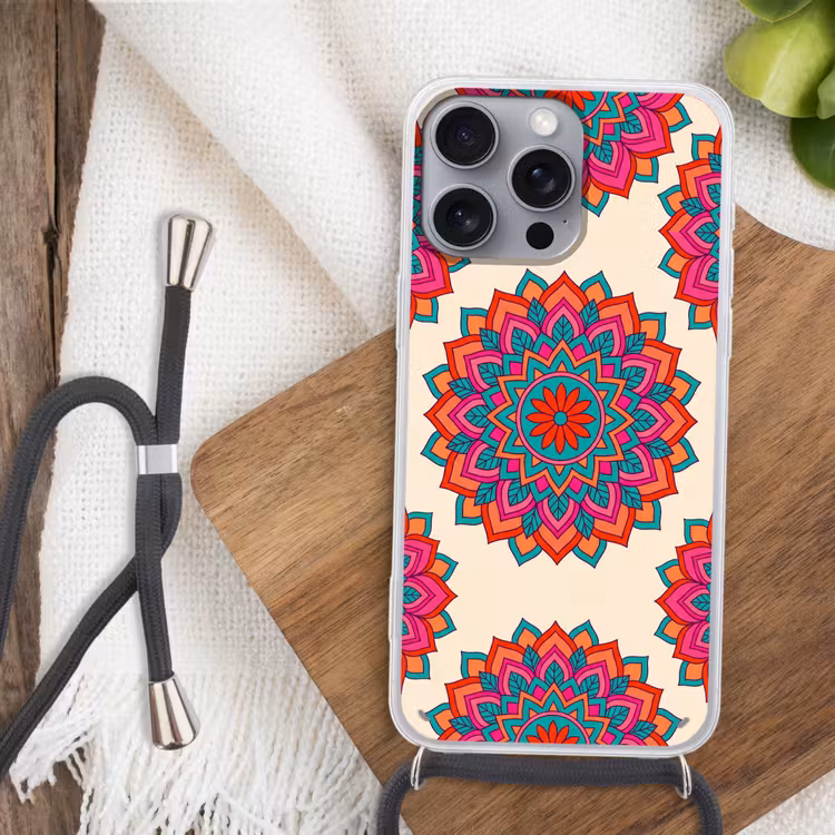 Telefoonhoesje met koord - Mandala - Patroon - Abstract - Kleurrijk - Modern — 3