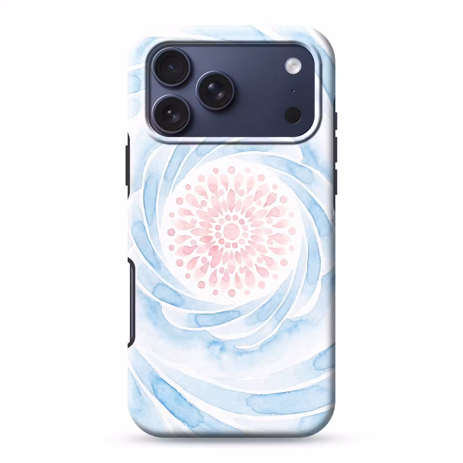 Telefoonhoesje Toughcase - Abstract - Bloemvorm - Aquarel - Roze - Blauw — 1