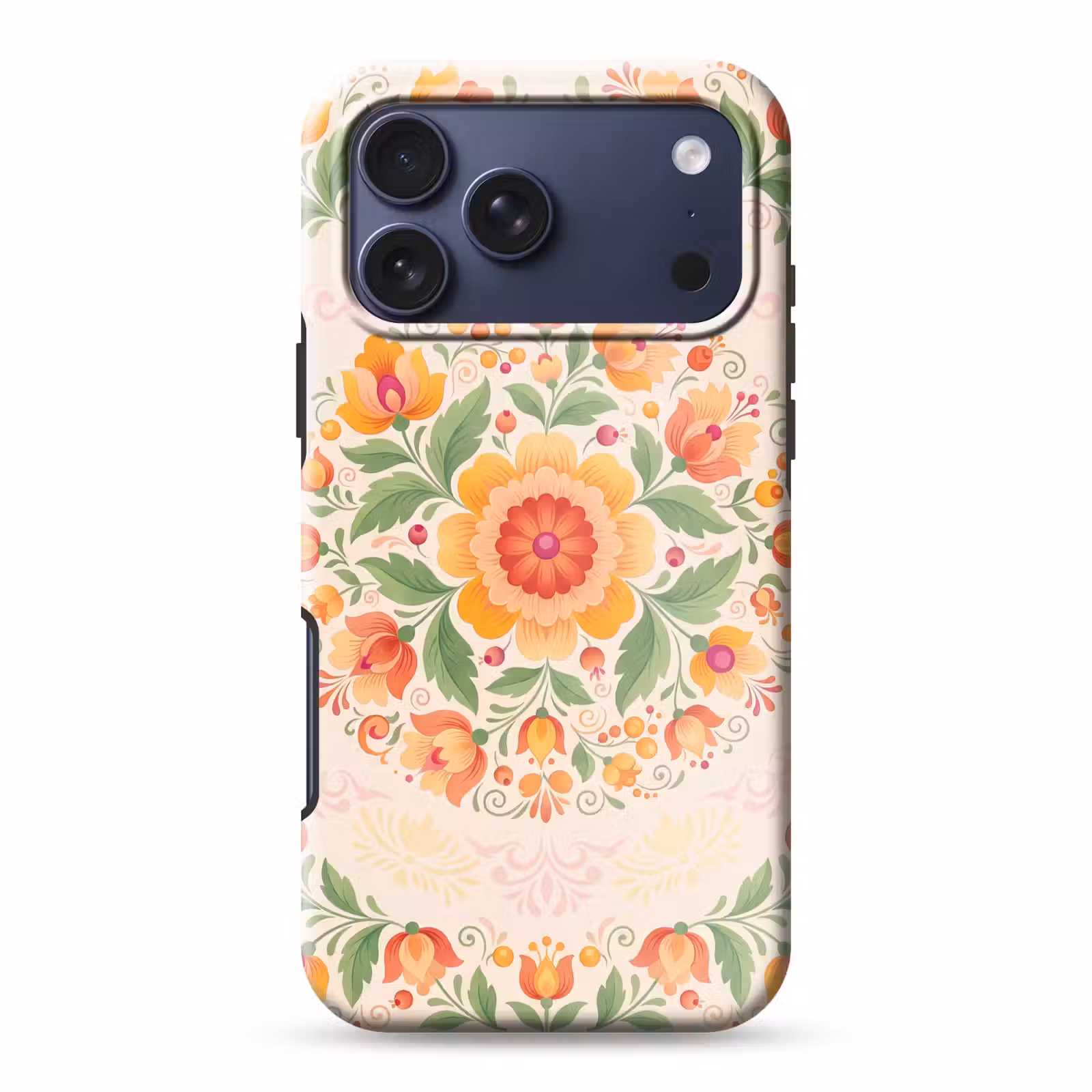 Telefoonhoesje Toughcase - Bloemen - Patroon - Decoratief - Oranje — 1