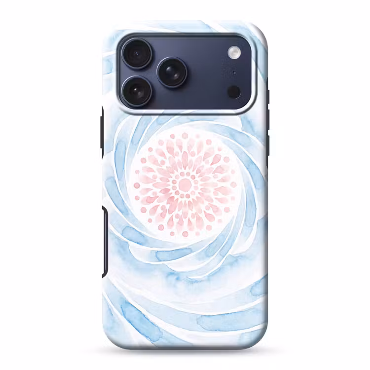 Telefoonhoesje Toughcase - Abstract - Bloemvorm - Aquarel - Roze - Blauw — 1