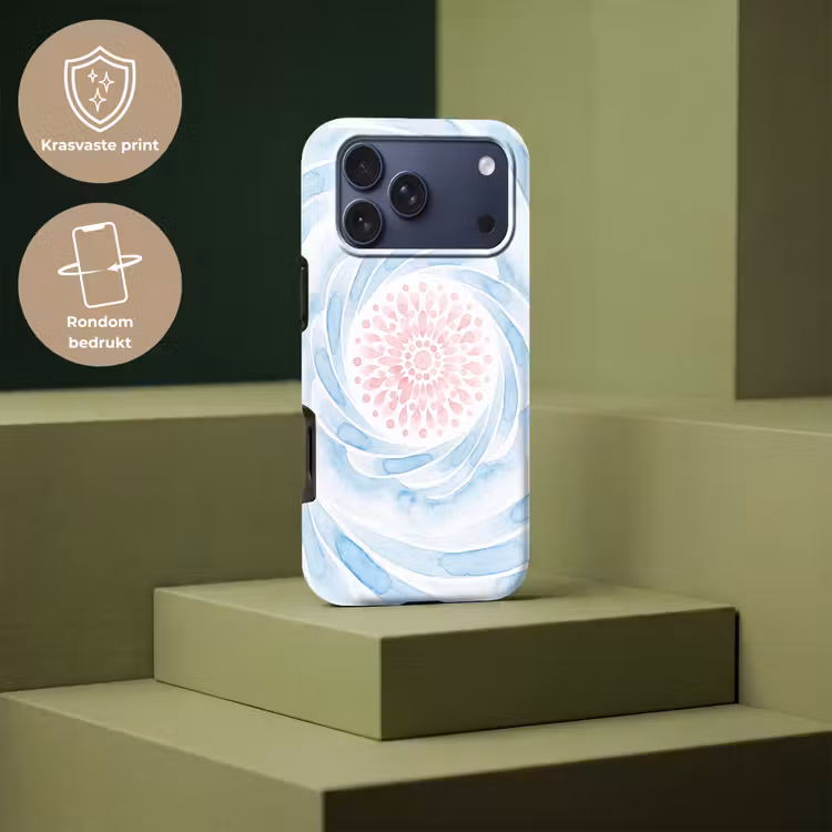 Telefoonhoesje Toughcase - Abstract - Bloemvorm - Aquarel - Roze - Blauw — 7