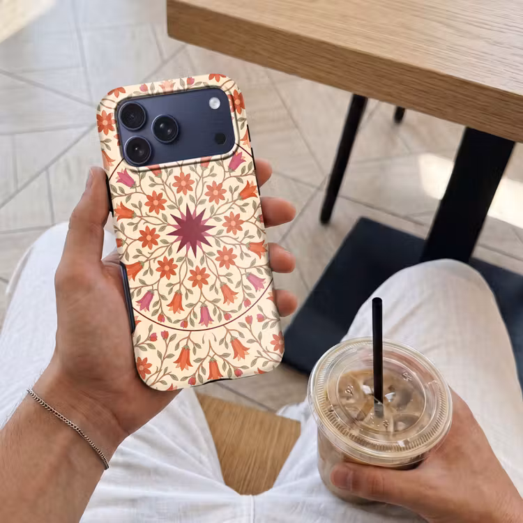 Telefoonhoesje Toughcase - Bloemen - Mandala - Decoratief - Rood — 4