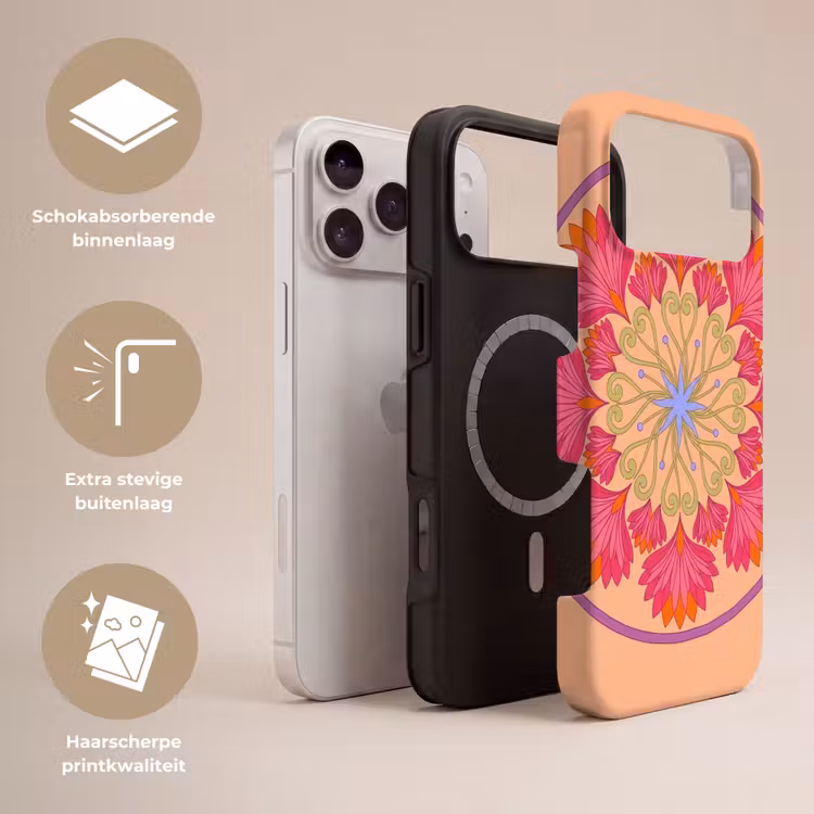 Telefoonhoesje Toughcase - Bloemen - Patroon - Abstract - Roze - Decoratief — 3