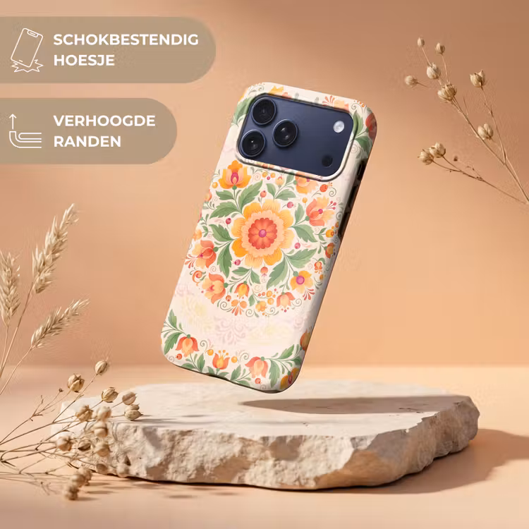 Telefoonhoesje Toughcase - Bloemen - Patroon - Decoratief - Oranje — 5