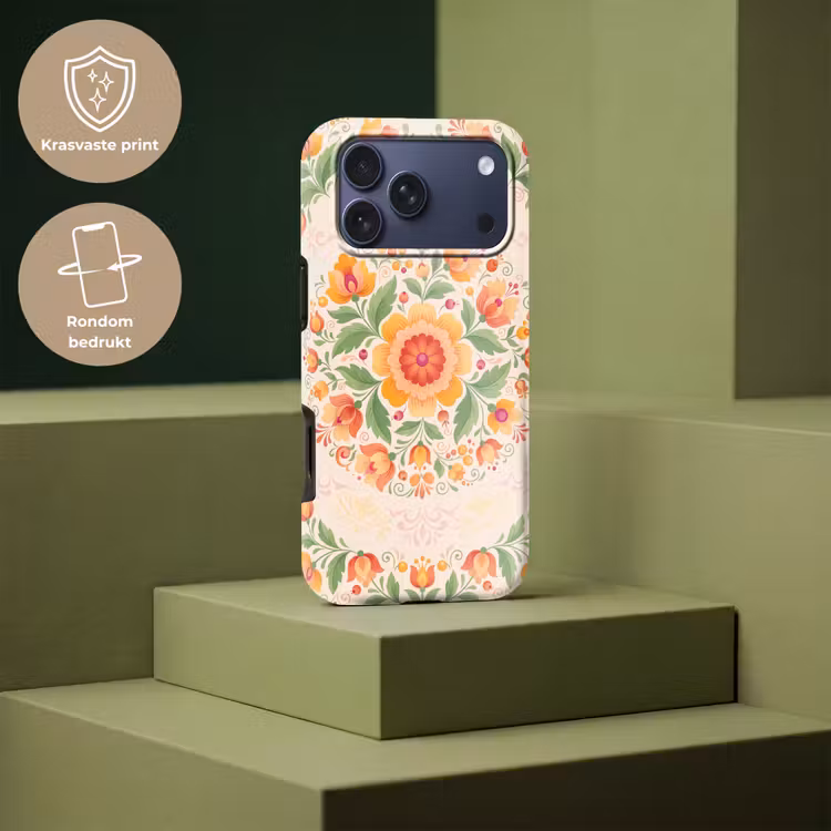 Telefoonhoesje Toughcase - Bloemen - Patroon - Decoratief - Oranje — 7