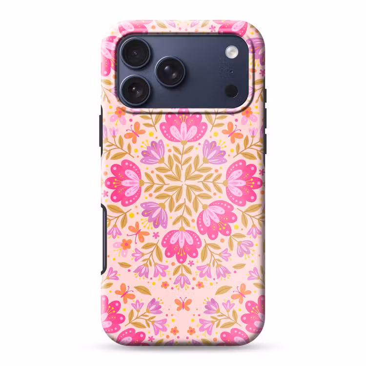 Telefoonhoesje Toughcase - Bloemen - Patroon - Natuur - Abstract - Roze — 1