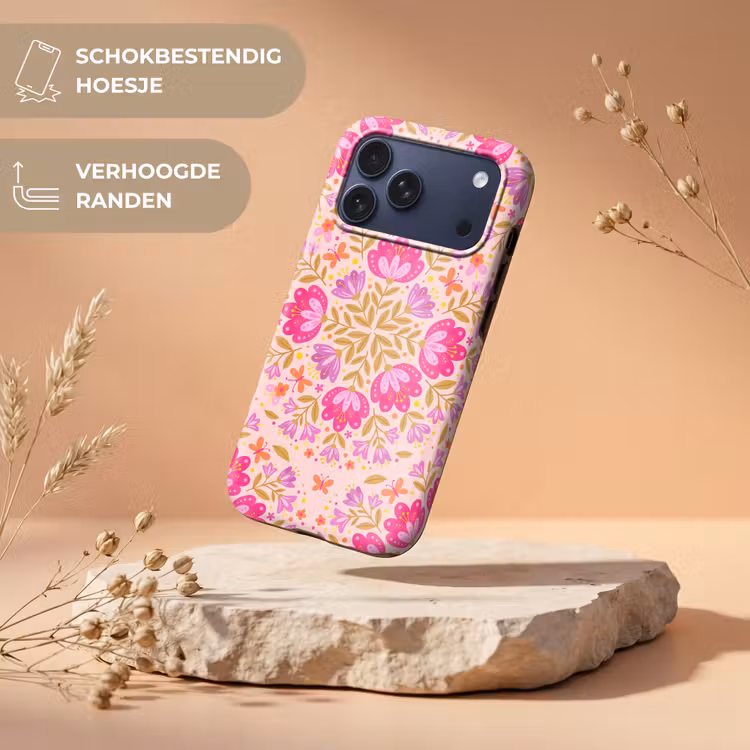 Telefoonhoesje Toughcase - Bloemen - Patroon - Natuur - Abstract - Roze — 5