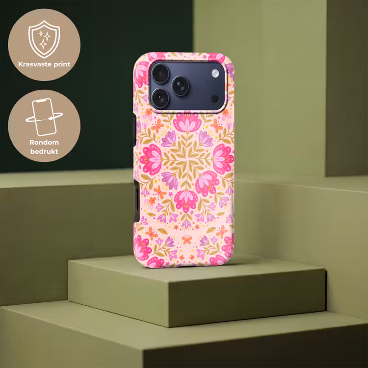 Telefoonhoesje Toughcase - Bloemen - Patroon - Natuur - Abstract - Roze — 7