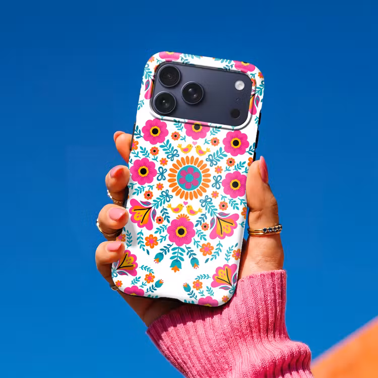 Telefoonhoesje Toughcase - Bloemen - Vogel - Patroon - Kleurrijk - Modern — 2