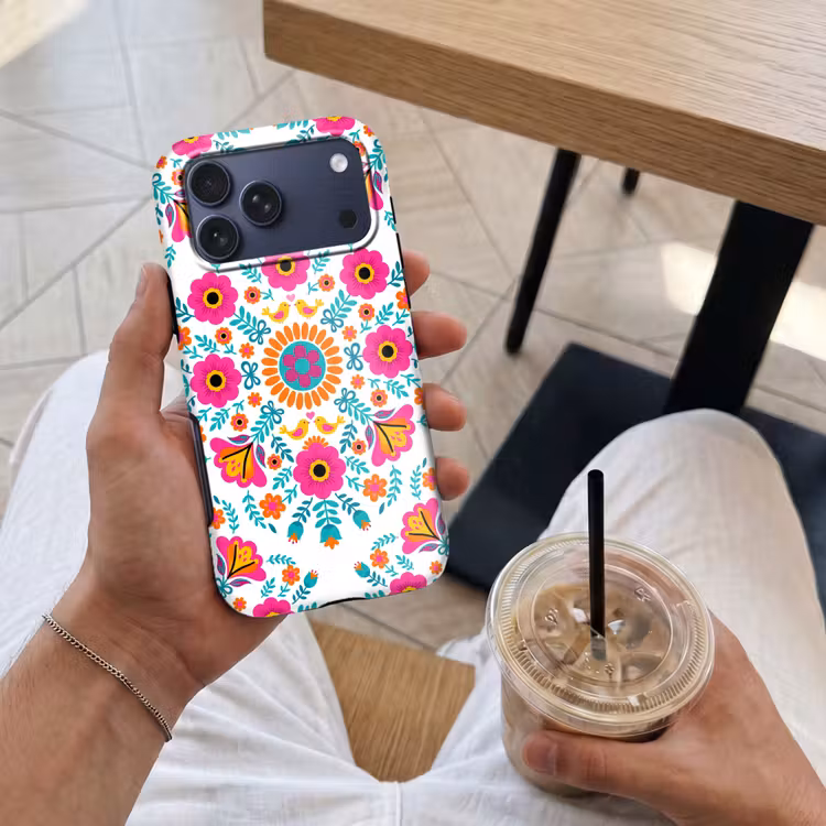 Telefoonhoesje Toughcase - Bloemen - Vogel - Patroon - Kleurrijk - Modern — 4