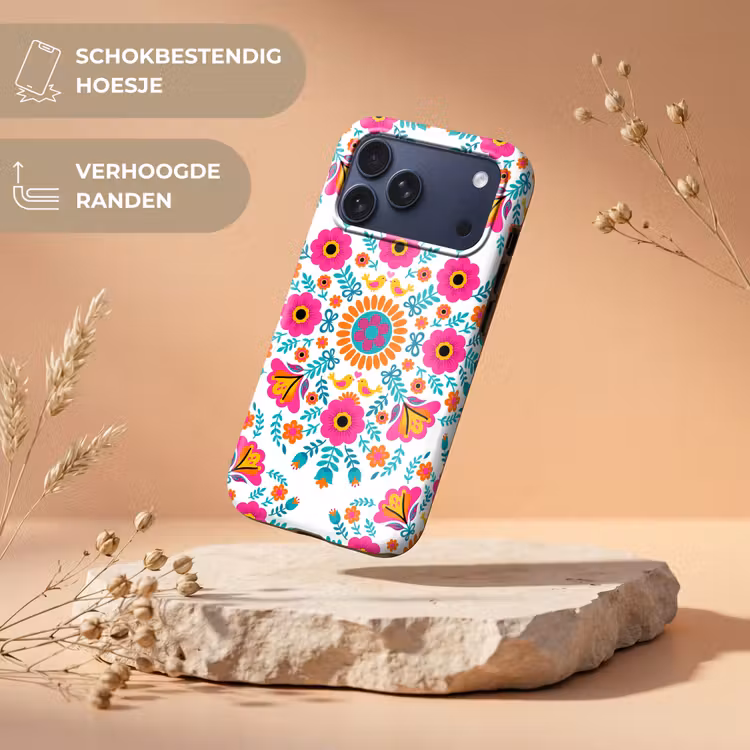 Telefoonhoesje Toughcase - Bloemen - Vogel - Patroon - Kleurrijk - Modern — 5