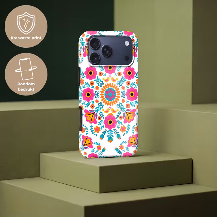 Telefoonhoesje Toughcase - Bloemen - Vogel - Patroon - Kleurrijk - Modern — 7