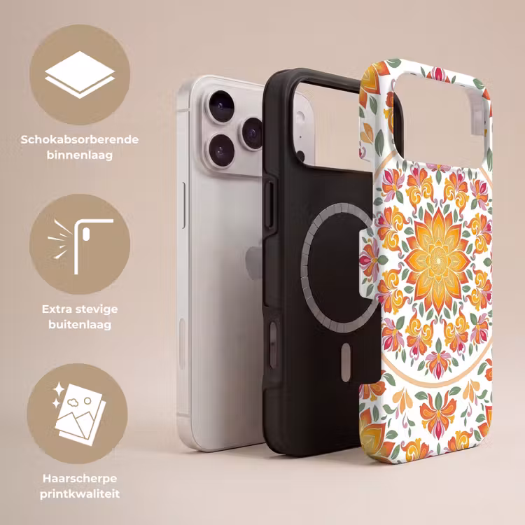 Telefoonhoesje Toughcase - Mandala - Bloemen - Decoratie - Kleurrijk - Abstract — 3