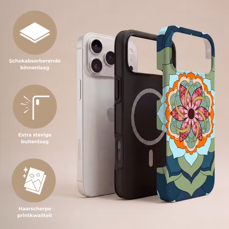 Telefoonhoesje Toughcase - Mandala - Geometrisch - Kunst - Decoratief - Kleurrijk — 3