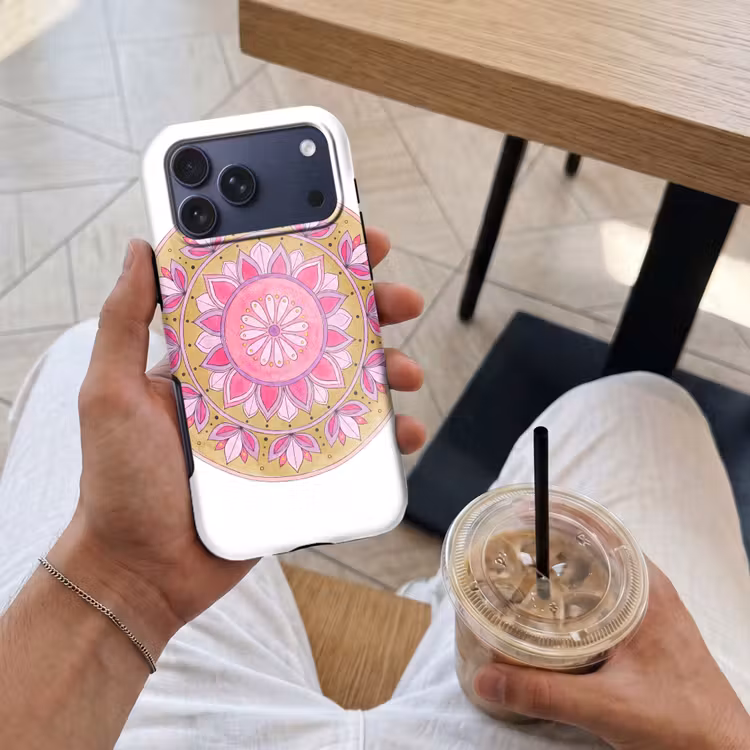 Telefoonhoesje Toughcase - Mandala - Patroon - Kunst - Aquarel - Roze — 4