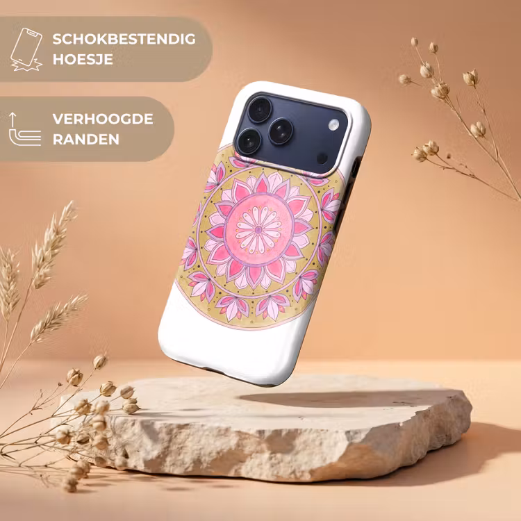 Telefoonhoesje Toughcase - Mandala - Patroon - Kunst - Aquarel - Roze — 5
