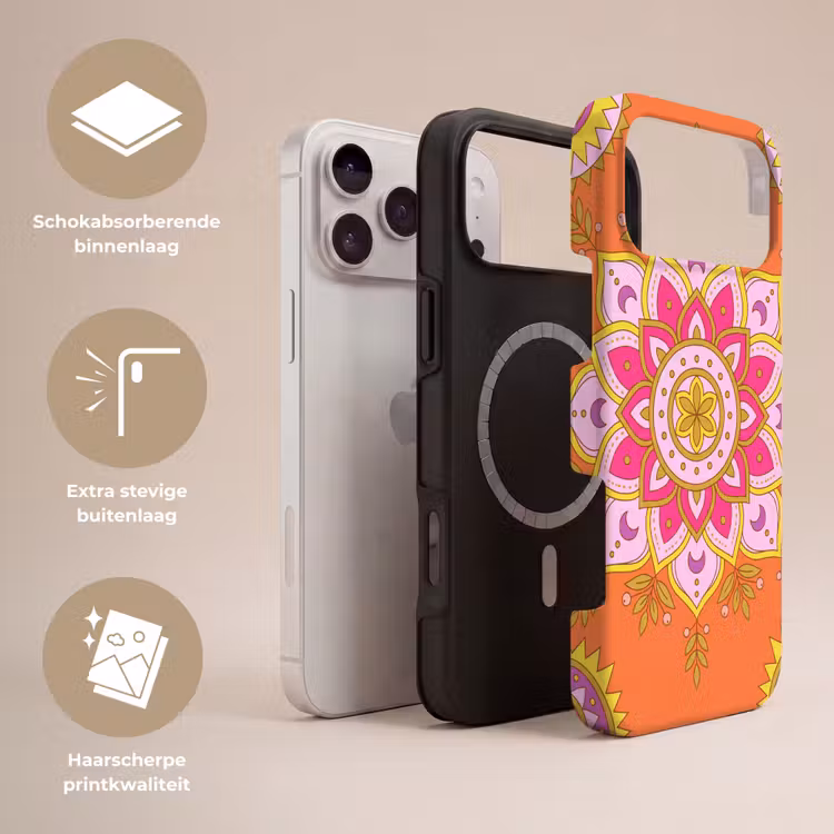 Telefoonhoesje Toughcase - Patroon - Bloemmotief - Decoratie - Abstract - Roze — 3