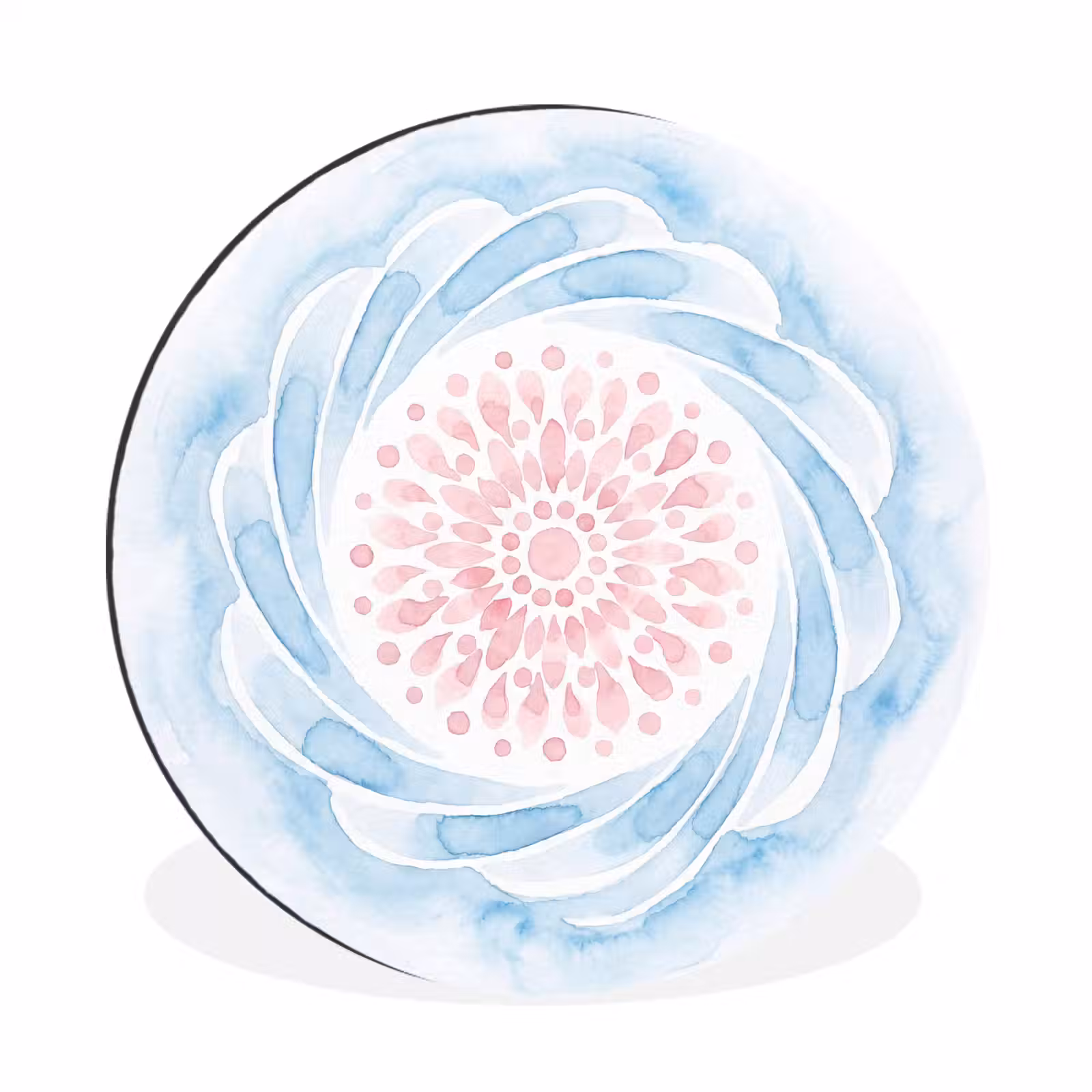 Wandcirkel - Aluminium - Abstract - Bloemvorm - Aquarel - Roze - Blauw — 1