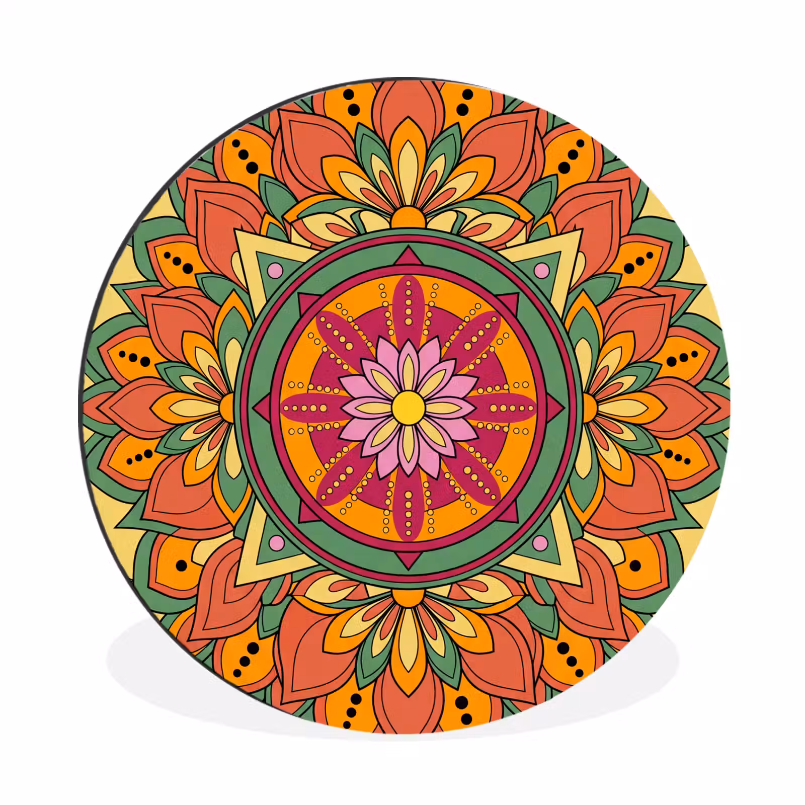 Wandcirkel - Aluminium - Mandala - Bloemen - Abstract - Kleurrijk — 1