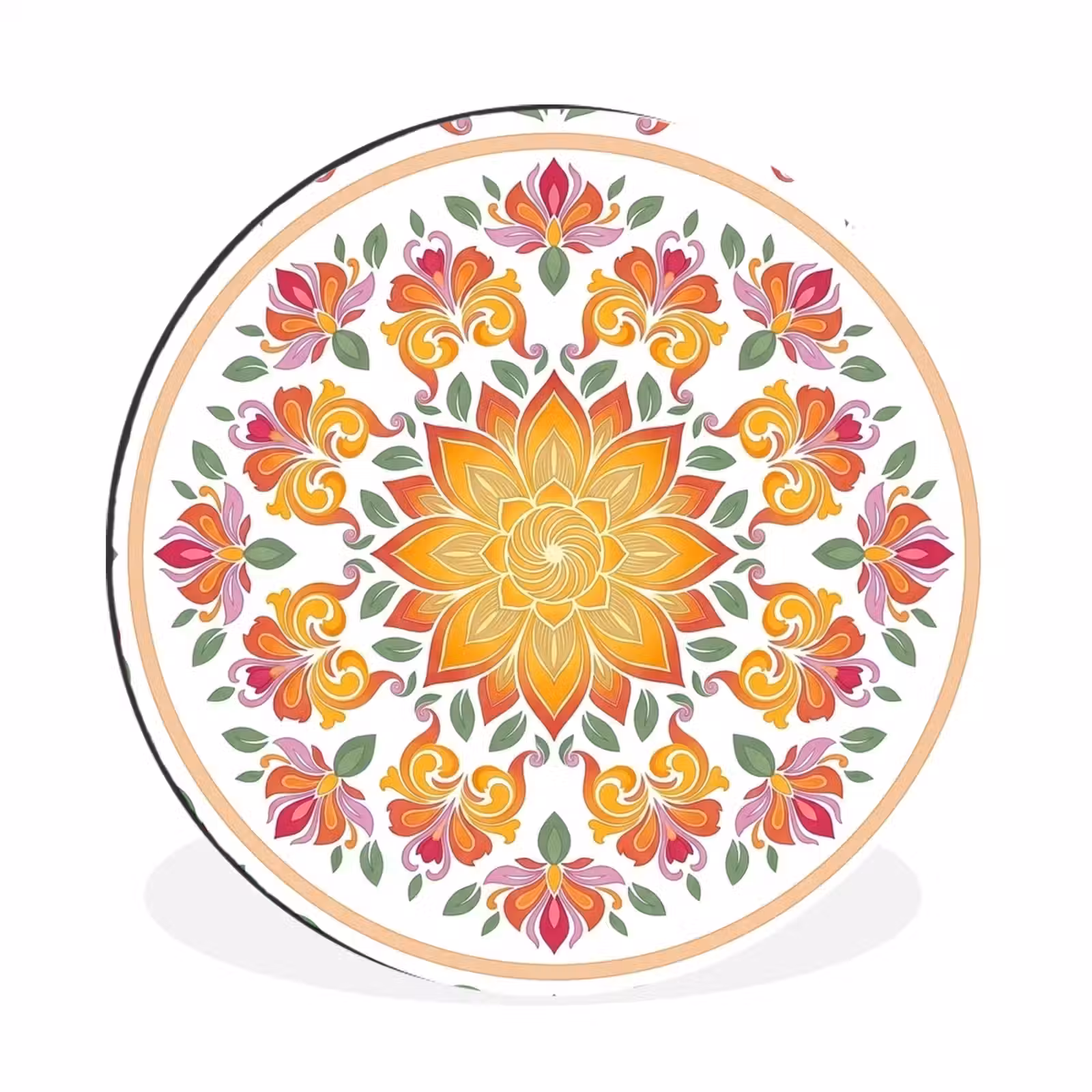 Wandcirkel - Aluminium - Mandala - Bloemen - Decoratie - Kleurrijk - Abstract — 1