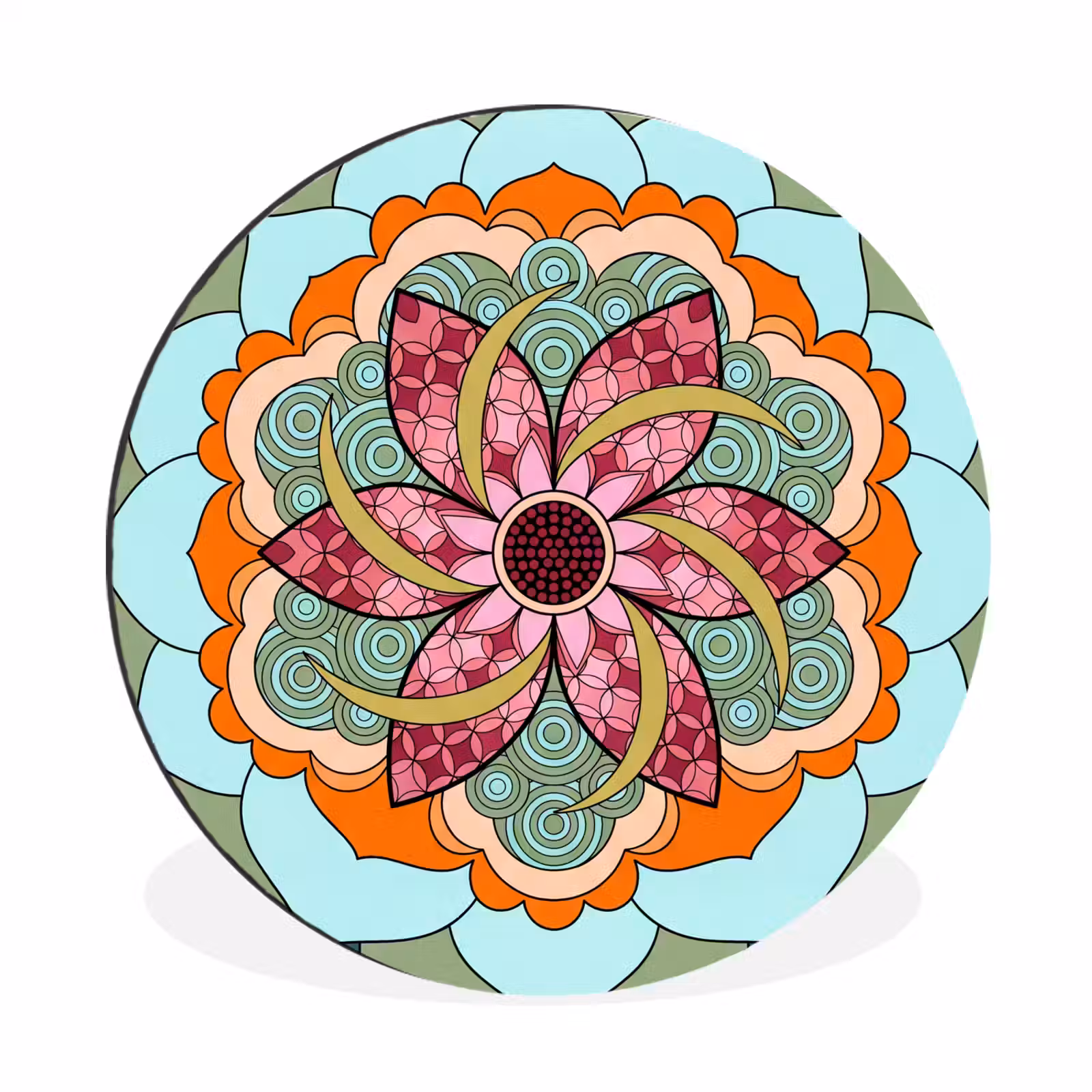 Wandcirkel - Aluminium - Mandala - Geometrisch - Kunst - Decoratief - Kleurrijk — 1