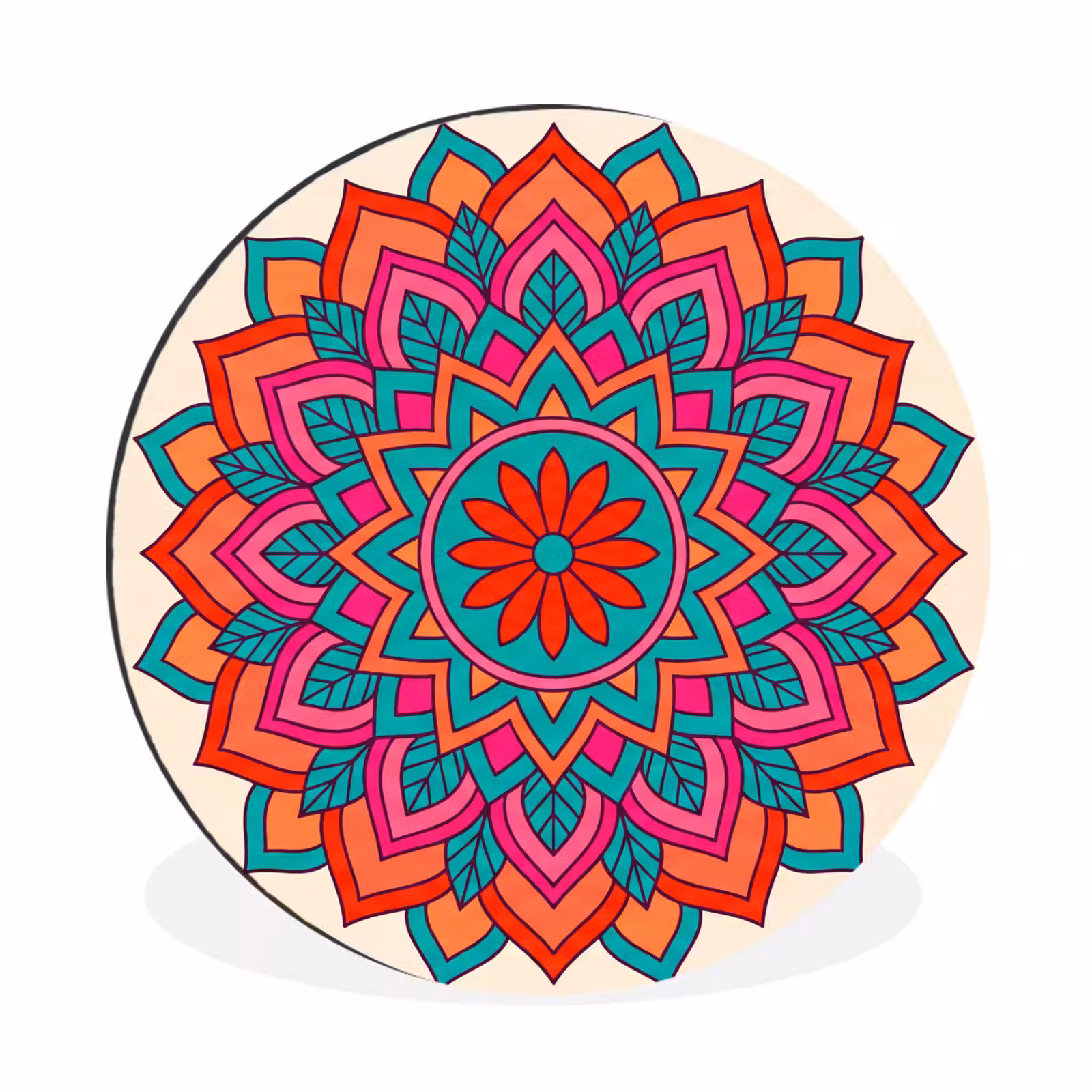 Wandcirkel - Aluminium - Mandala - Patroon - Abstract - Kleurrijk - Modern — 1