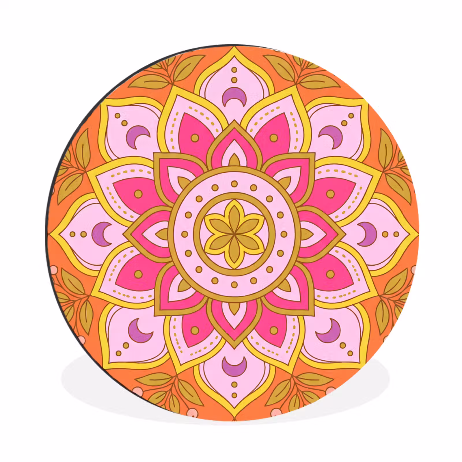 Wandcirkel - Aluminium - Patroon - Bloemmotief - Decoratie - Abstract - Roze — 1
