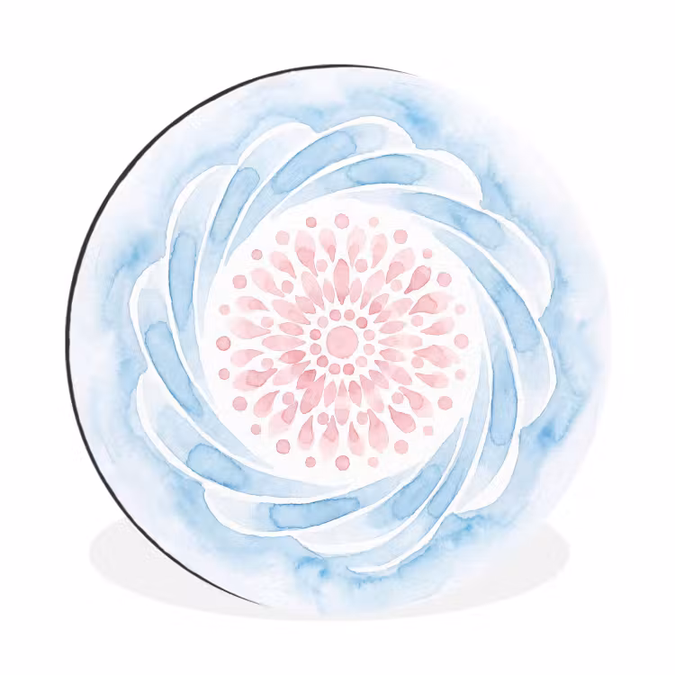 Wandcirkel - Aluminium - Abstract - Bloemvorm - Aquarel - Roze - Blauw — 1