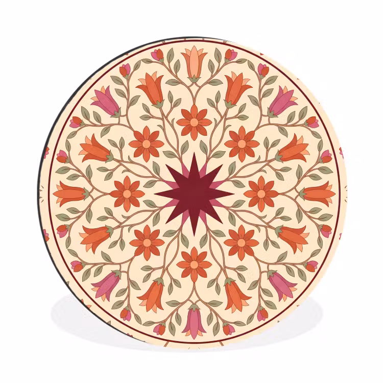 Wandcirkel - Aluminium - Bloemen - Mandala - Decoratief - Rood — 1