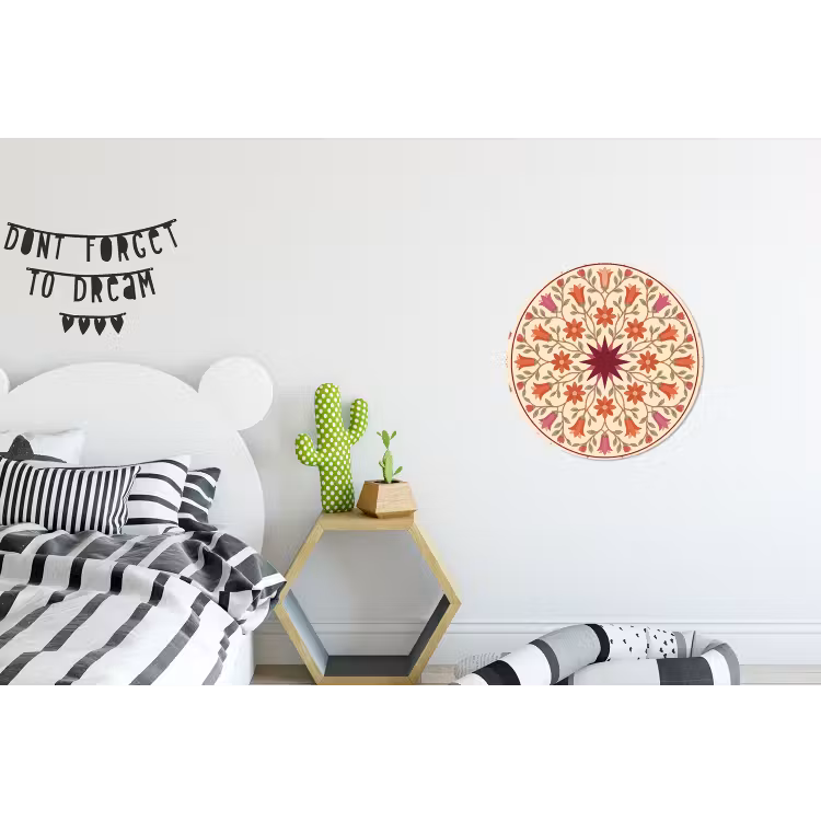 Wandcirkel - Aluminium - Bloemen - Mandala - Decoratief - Rood — 5
