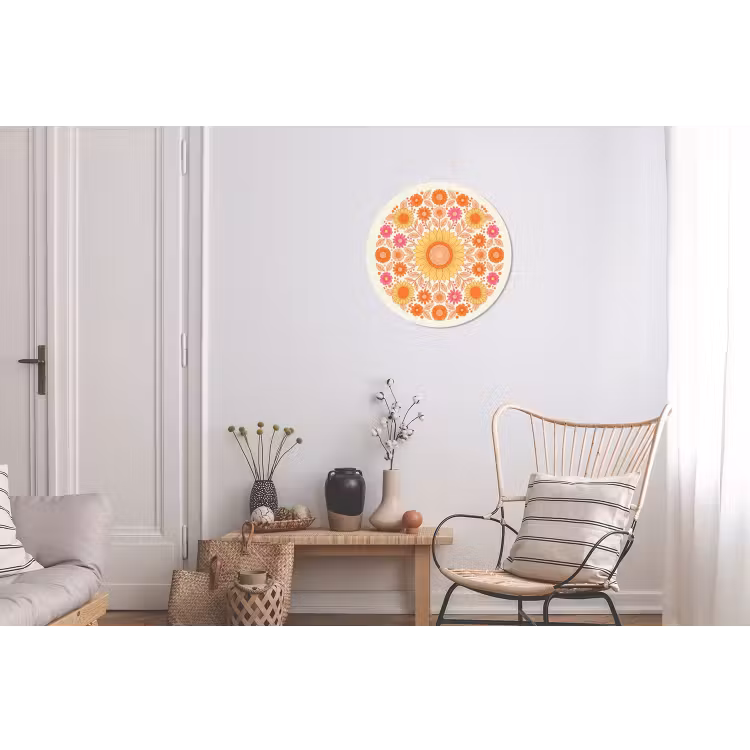 Wandcirkel - Aluminium - Bloemen - Mandala - Patroon - Kleurrijk — 2