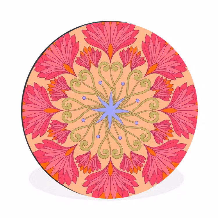 Wandcirkel - Aluminium - Bloemen - Patroon - Abstract - Roze - Decoratief — 1