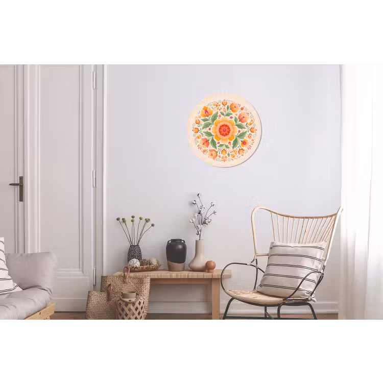 Wandcirkel - Aluminium - Bloemen - Patroon - Decoratief - Oranje — 2