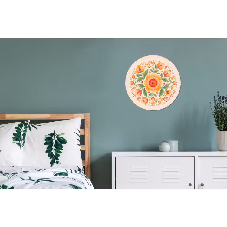 Wandcirkel - Aluminium - Bloemen - Patroon - Decoratief - Oranje — 4