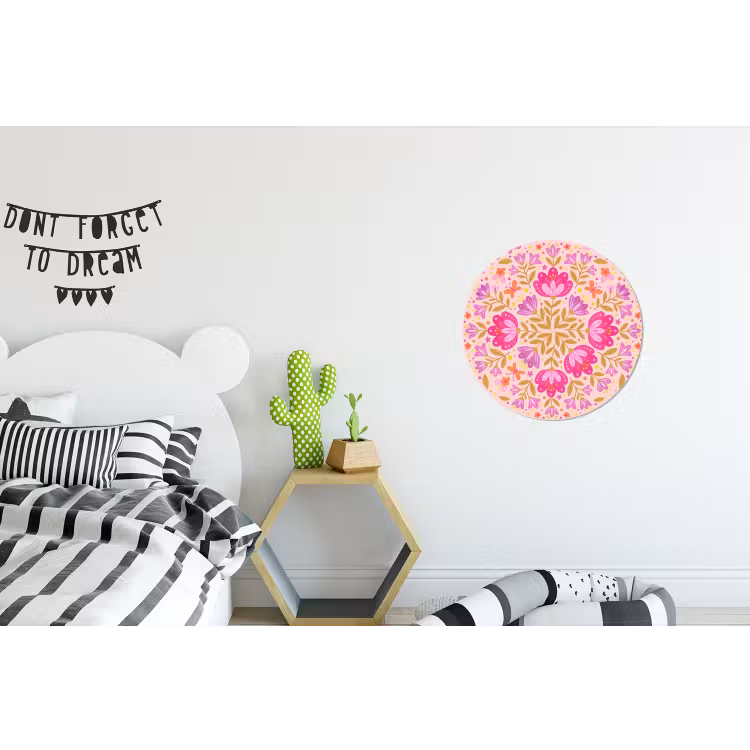 Wandcirkel - Aluminium - Bloemen - Patroon - Natuur - Abstract - Roze — 5