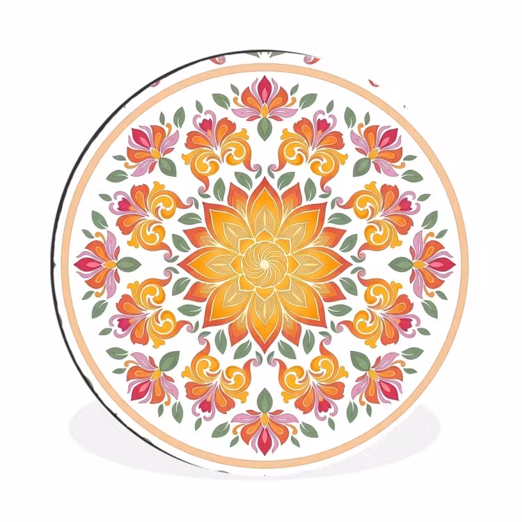 Wandcirkel - Aluminium - Mandala - Bloemen - Decoratie - Kleurrijk - Abstract — 1