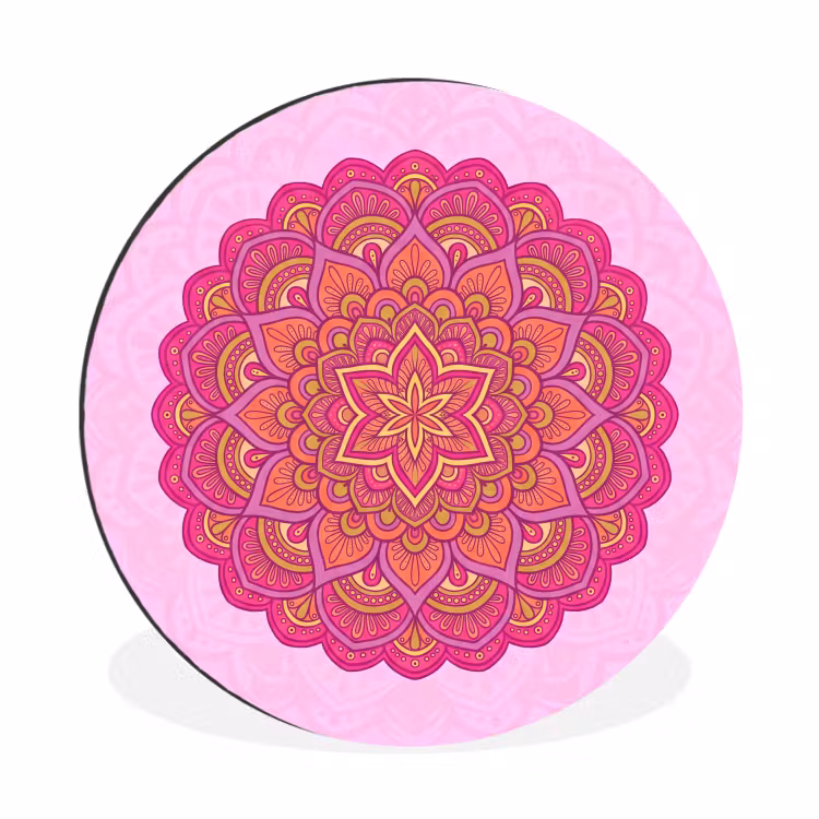 Wandcirkel - Aluminium - Mandala - Cirkel - Spiritueel - Oosters - Roze — 1