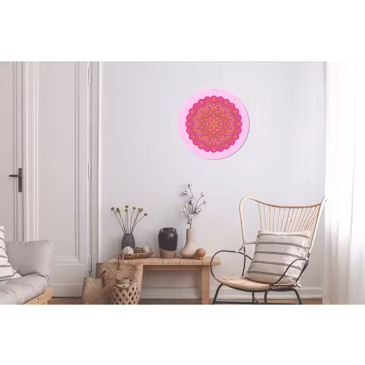 Wandcirkel - Aluminium - Mandala - Cirkel - Spiritueel - Oosters - Roze — 2