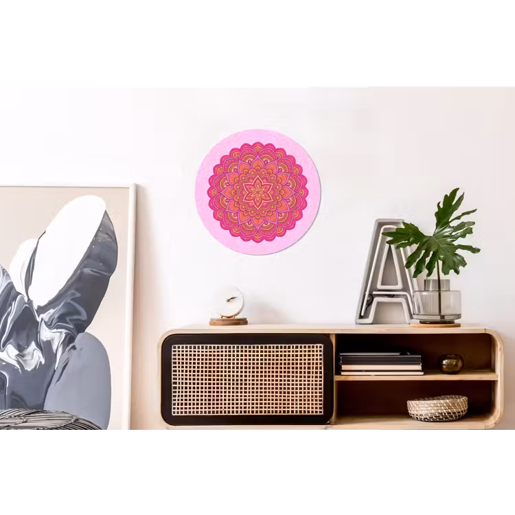 Wandcirkel - Aluminium - Mandala - Cirkel - Spiritueel - Oosters - Roze — 3