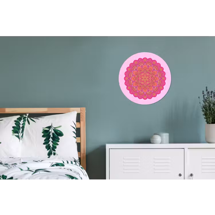 Wandcirkel - Aluminium - Mandala - Cirkel - Spiritueel - Oosters - Roze — 4