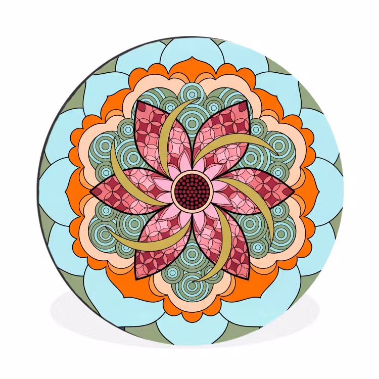 Wandcirkel - Aluminium - Mandala - Geometrisch - Kunst - Decoratief - Kleurrijk — 1