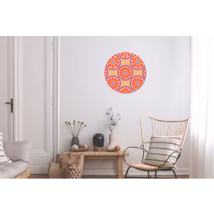 Wandcirkel - Aluminium - Patroon - Bloemen - Decoratief - Kleurrijk - Modern — 2