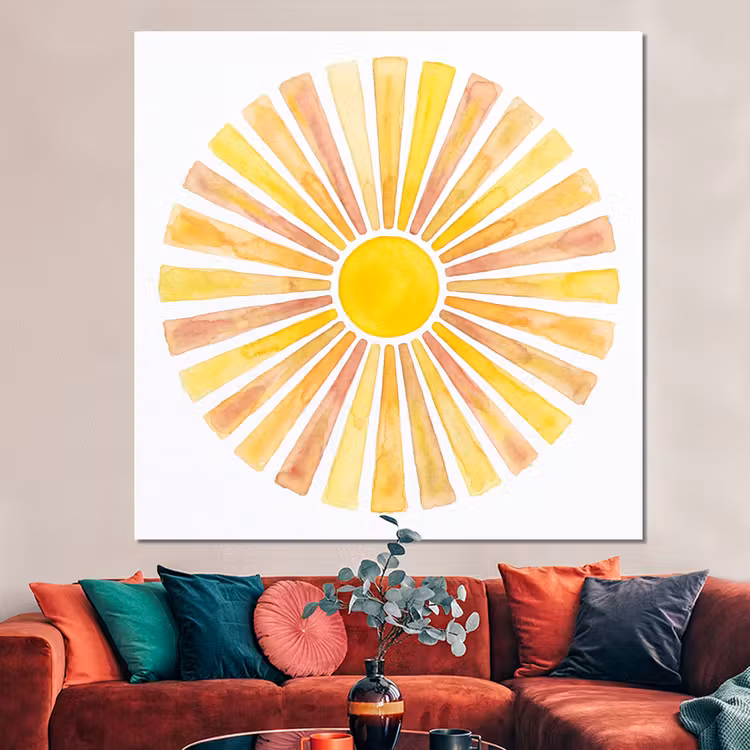 Forex - Zon - Stralen - Aquarel - Geel - Abstract — 3