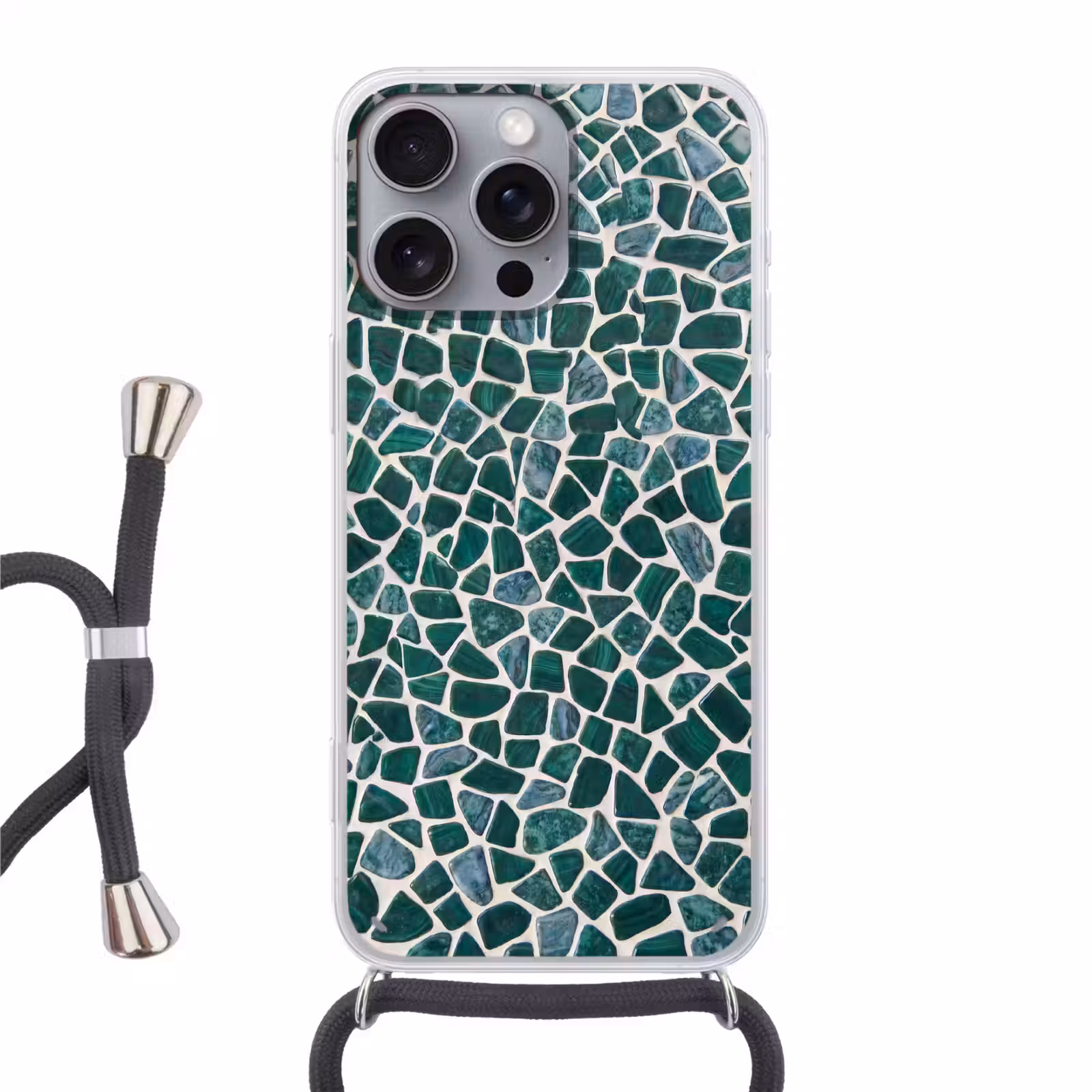 Telefoonhoesje met koord - Textuur - Steen - Groen - Abstract - Patroon — 1