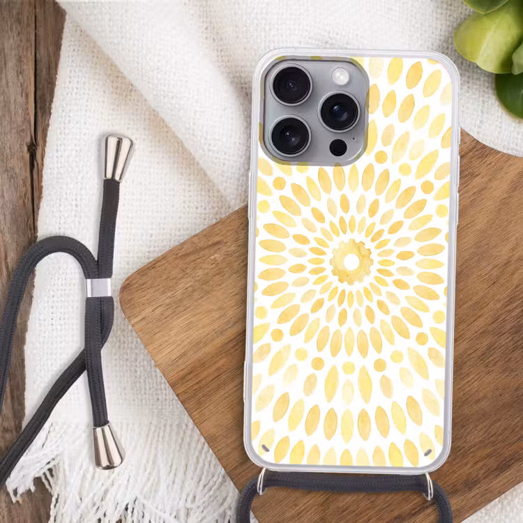 Telefoonhoesje met koord - Abstract - Geometrisch - Stralend - Geel — 3