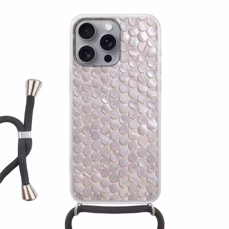 Telefoonhoesje met koord - Patroon - Cirkels - Abstract - Modern - Wit — 1