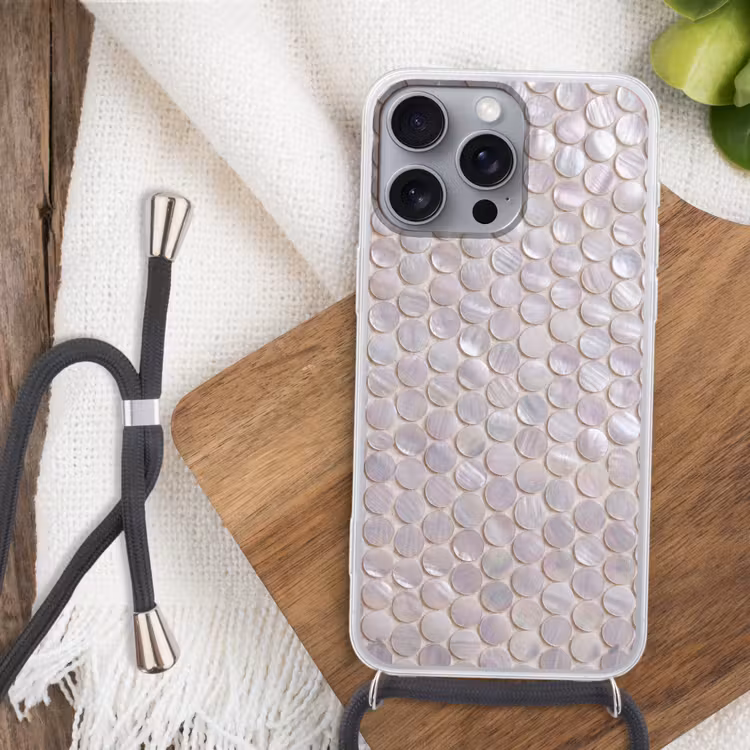 Telefoonhoesje met koord - Patroon - Cirkels - Abstract - Modern - Wit — 3