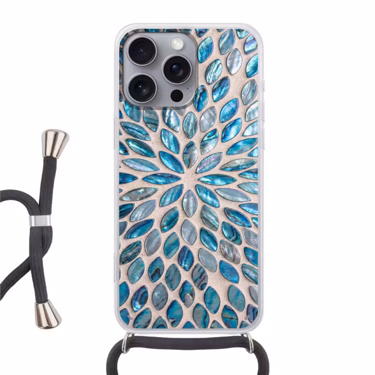 Telefoonhoesje met koord - Patroon - Glans - Abstract - Blauw - Decoratie — 1