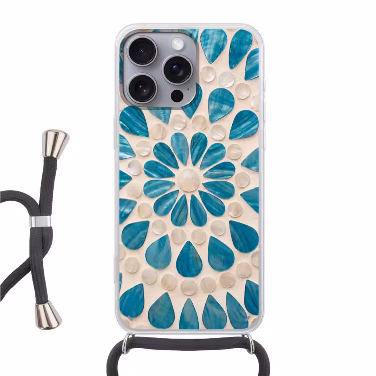 Telefoonhoesje met koord - Patroon - Mozaïek - Schelpen - Abstract - Turquoise — 1